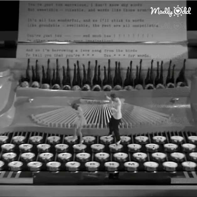 1937 tap dancers perform, legs moving like typewriter keys, creating rhythmic sounds.