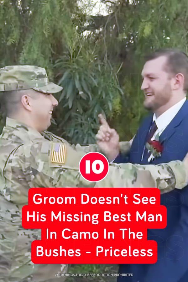 Groom Doesn\'t See His Missing Best Man In Camo In The Bushes - Priceless