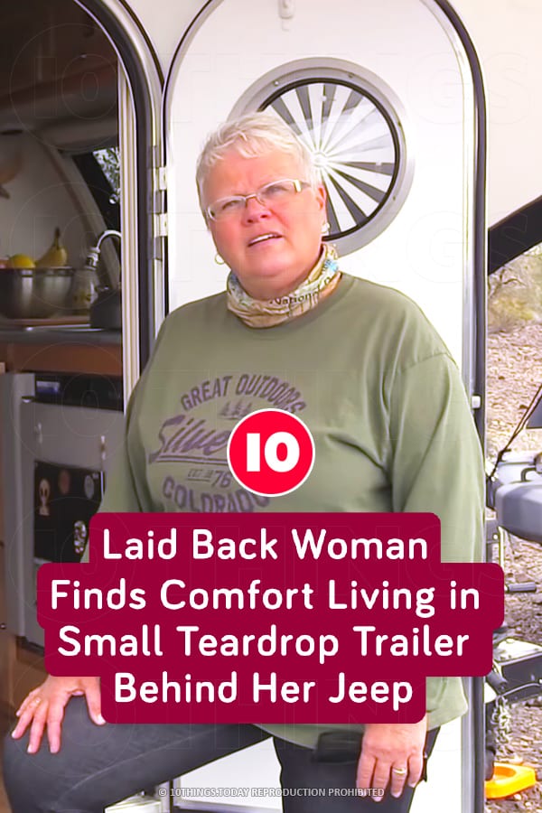 Laid Back Woman Finds Comfort Living in Small Teardrop Trailer Behind Her Jeep
