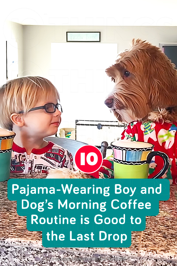 Pajama-Wearing Boy and Dog’s Morning Coffee Routine is Good to the Last Drop