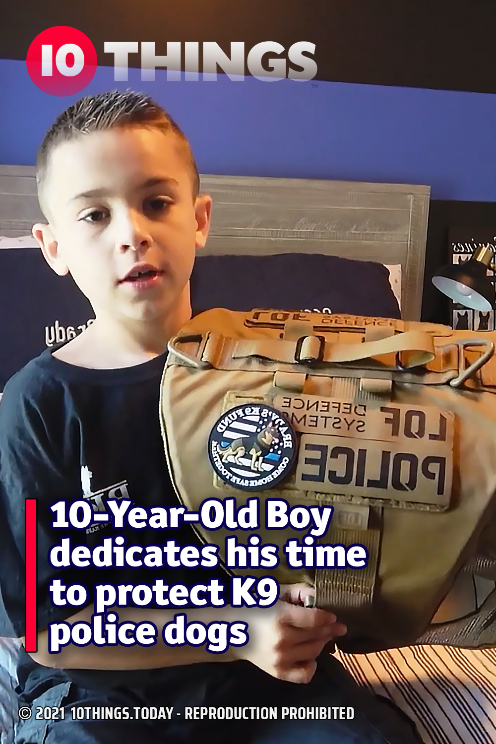 10-Year-Old Boy dedicates his time to protect K9 police dogs