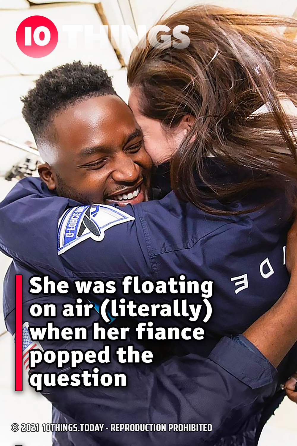 She was floating on air (literally) when her fiance popped the question