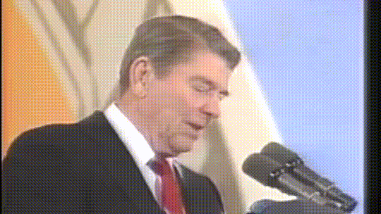 President Reagan\'s reaction to a balloon popping after near-fatal shooting