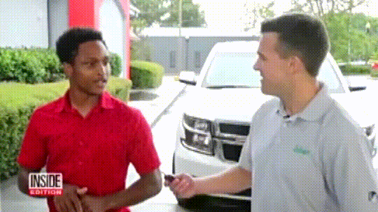 Young man shows determination at work and receives new car from CEO